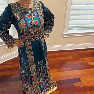 Blue and Gold Embroidered Thobe